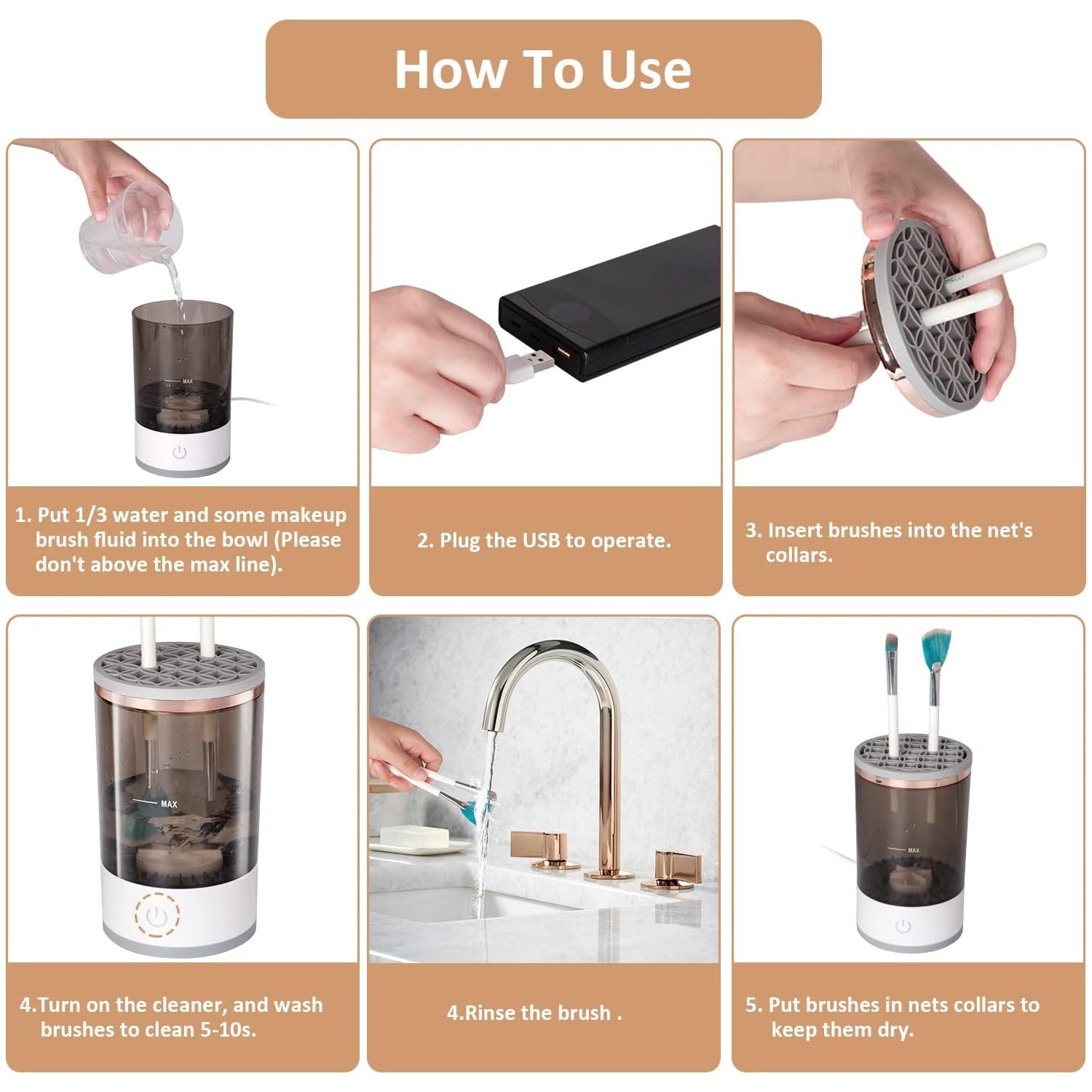 Automatic Makeup Brush Cleaner Fast Electric Brush Cleaner Hand Free Machine Super Clean Brush Washer & Brushes Organizer Tool (1 Pc) Automatic Makeup Brush Cleaner Fast Electric Brush Cleaner Hand Free Machine Super Clean Brush Washer & Brushes Organizer Tool (1 Pc)